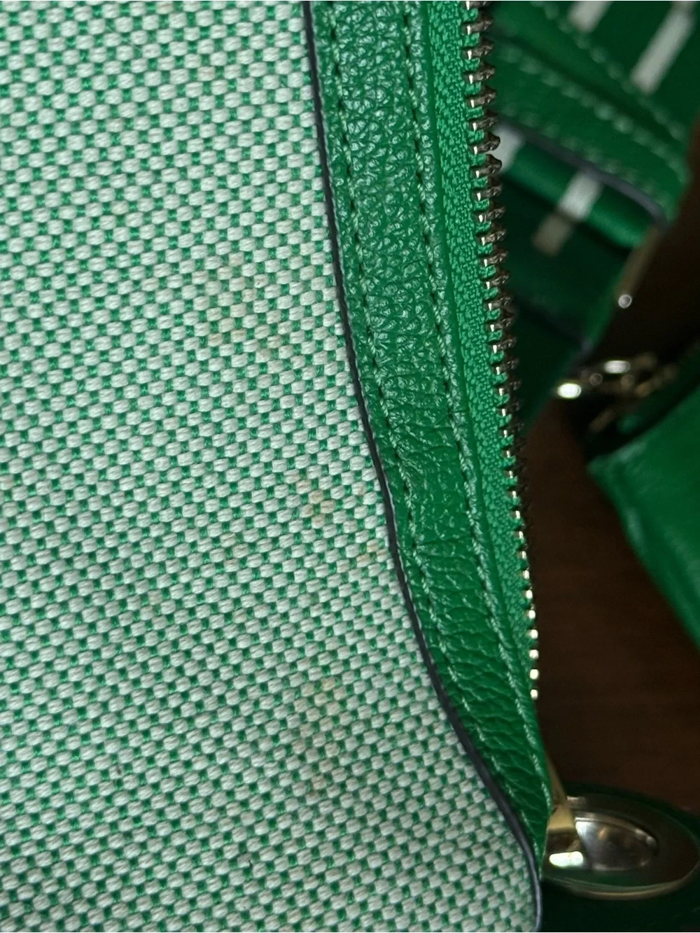 kate spade Green and Cream Crossbody Bag with Striped Strap